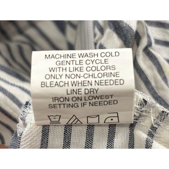 Striped Boho Off-Shoulder Button-Up Blouse With Ruffle Hem - Picture 10 of 10